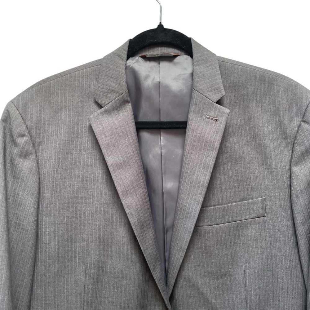 PERRY ELLIS Classic Fit Charcoal Gray Blue Pinstripe Suit 42 Regular 36x30 - Picture 7 of 13
